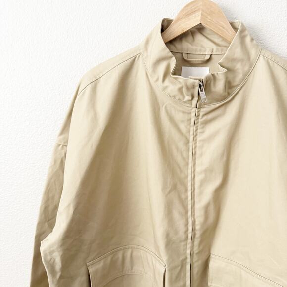 H&M | Khaki Tan Oversized Canvas Swing Chore Jacket Coat Zipper pocket | XL - Picture 3 of 9